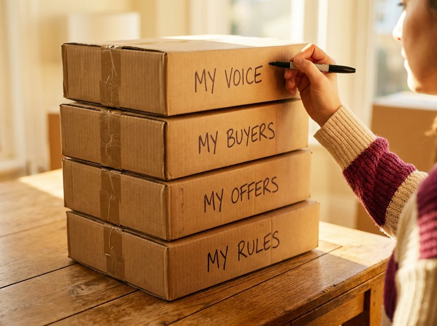Your work, boxed and labeled